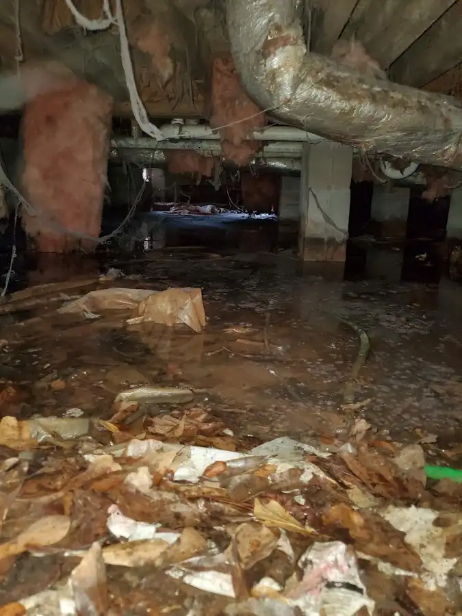 Crawl space flood assessment for Commercial Water Damage Restoration in Pound Ridge