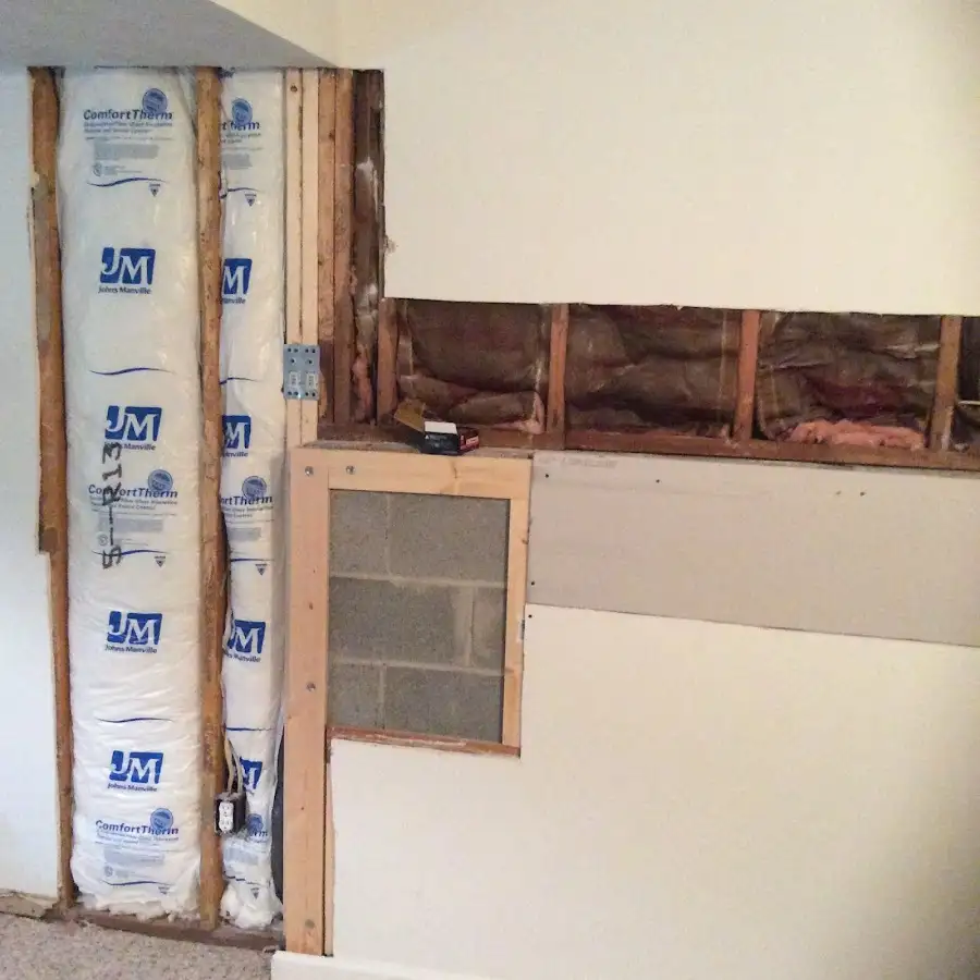 Wall insulation replacement during Basement Flood Cleanup in Pound Ridge